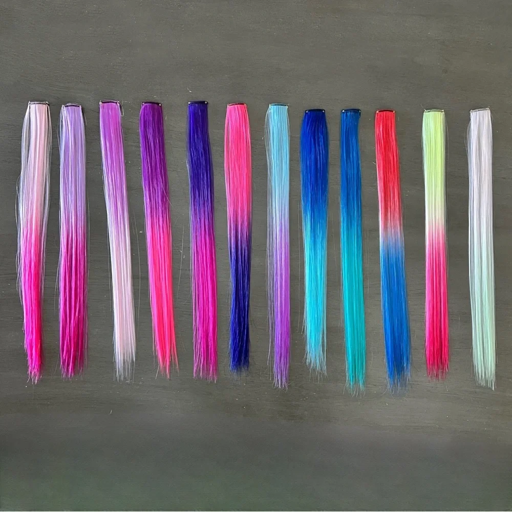 Ombre Neon Pastel Green & Hot Pink Temporary Clip In Comb 18